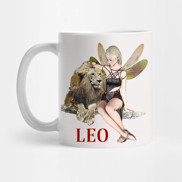 Leo zodiac t-shirt for women with fairy art by Fantasyart123